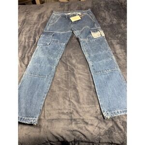 MNML V244 Cargo Denim Jeans Blue Mens Size 31  Utility Pants‎ baggie
